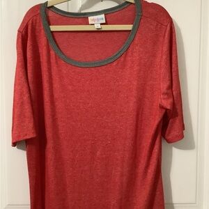 ❣️Lula Roe❣️Medium Short Sleeve  Red Dress with Gray Collar